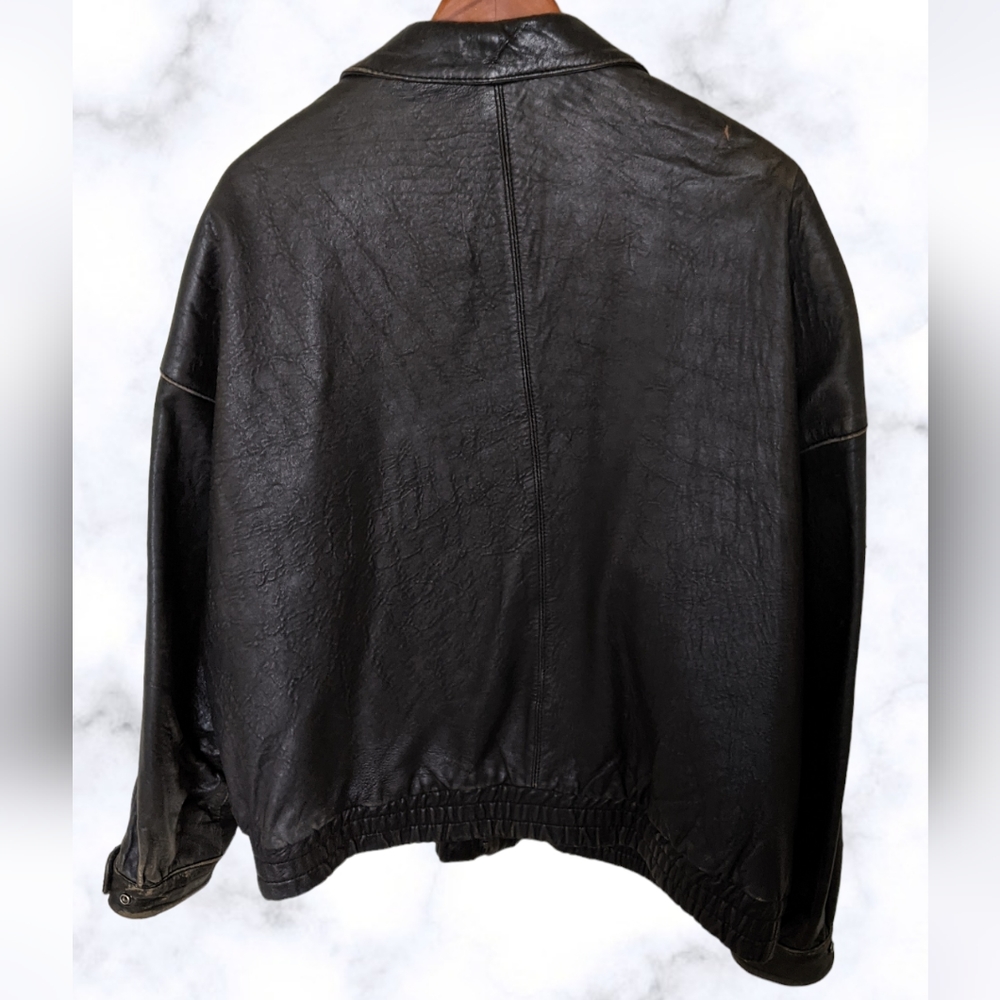 Vintage/Distressed Luis Alvear Brass Rail Bomber Jacket 100% Genuine Leather - Picture 2 of 5